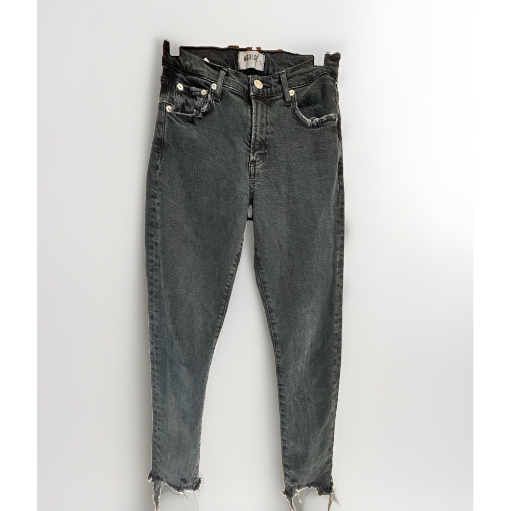AGOLDE Distressed Frayed Raw Hem Slim Jeans Gray Wash Toni Size 24